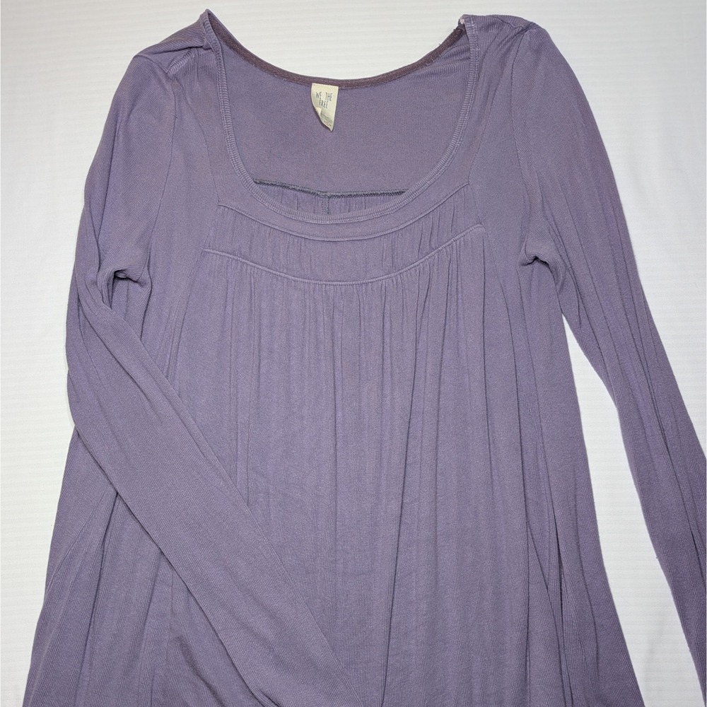 We The Free Lilac Scoop-Neck Pleated Long-Sleeve Tunic